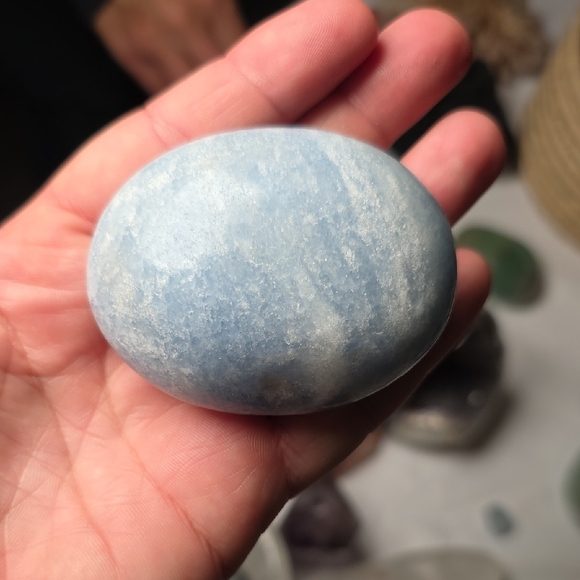 Blue Calcite Palmstone - Picture 2 of 3